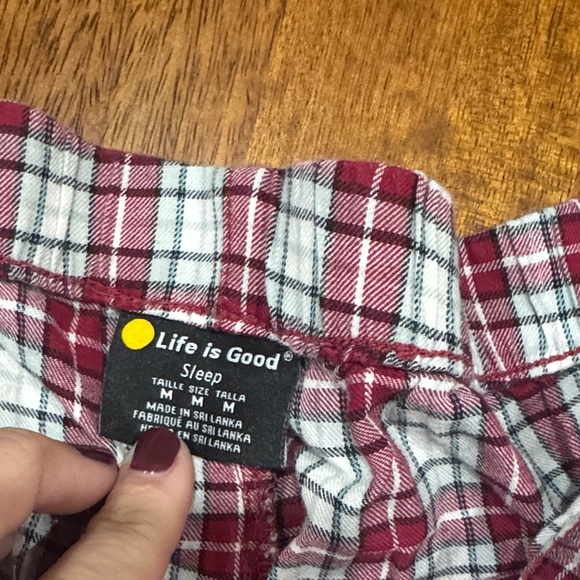 Life is Good Red and White Plaid Pajama Pants - Picture 3 of 6